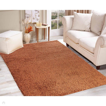 Oxford OXF00 Plain Plush Soft Stain-Resistant Textured Polypropylene Shaggy Terracotta Rug-Desire Rugs-Rug Love - The Most Loved Rug Store